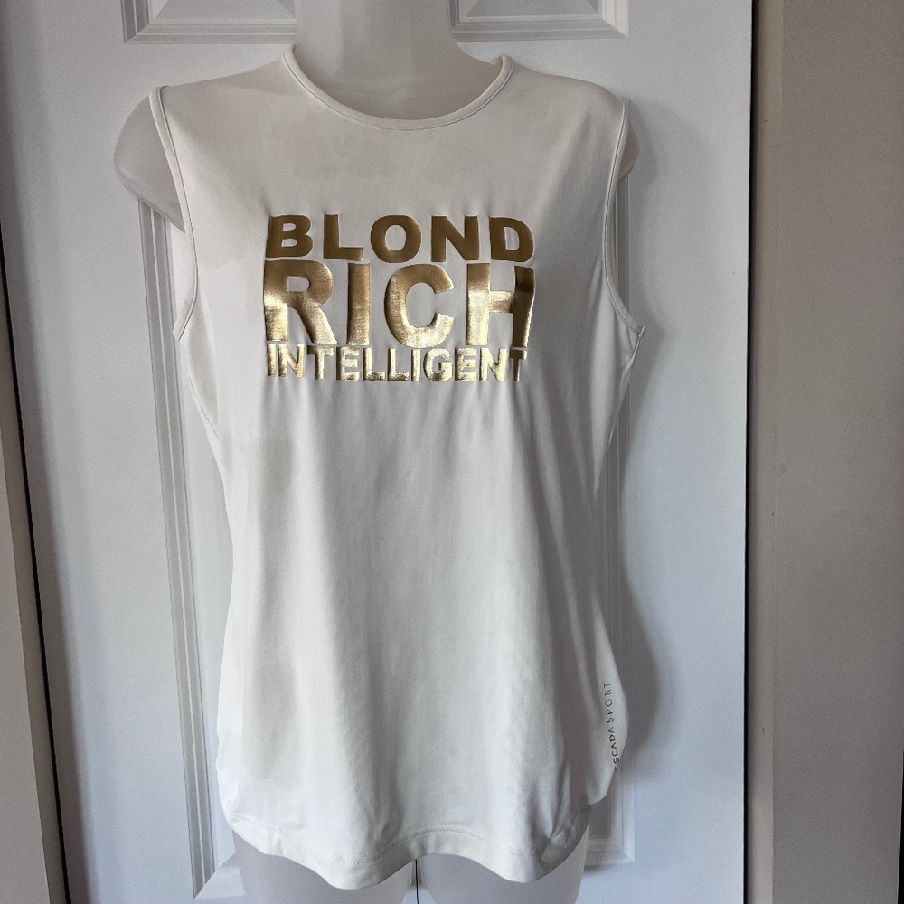 Blond Rich Intelligent Escape Sport cream and gold tank EUC M